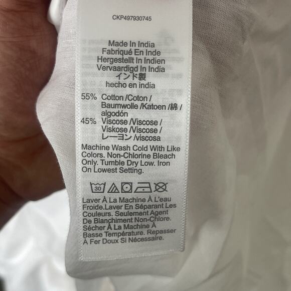 NWT‎ Madewell Shirred Crewneck Button Up Top Blouse White Size Small NU464 - Picture 4 of 10